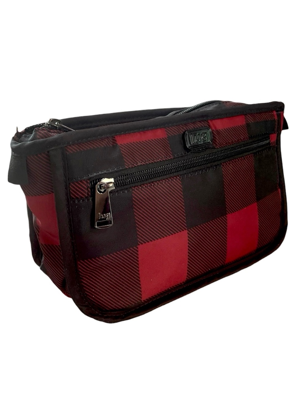Lug Parasail Makeup Bag Buffalo Check Plaid Black Red Clean Zippered Roomy